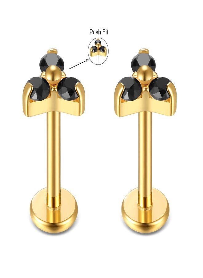 BelezaDosas G23 Titanium Labret Studs 16G Threadless Push-in Press Fit Lip Cluster Tragus Helix Lobe Conch Rook Medusa Cartilage Monroe Earring Push Back Piercing Jewelry (black) - Image 3